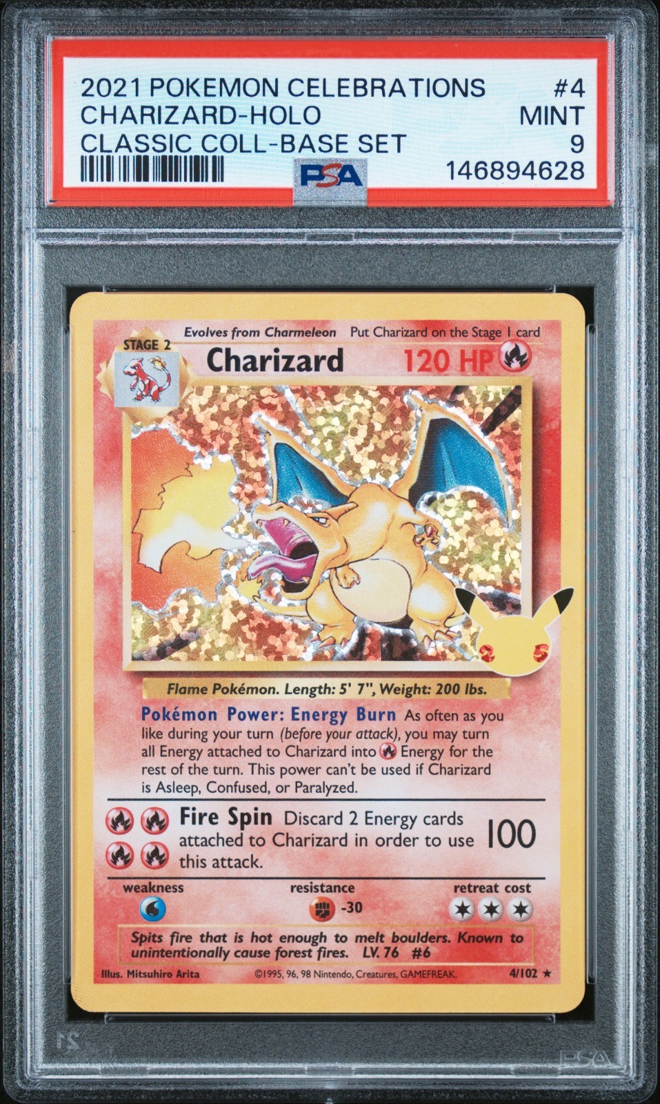 Pokemon Charizard Classic Collection 4/102 Celebrations Stamp Holo PSA 9