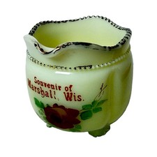 MARSHALL WI WISCONSIN Uranium Custard Souvenir ANTIQUE Glass TRINKET Creamer
