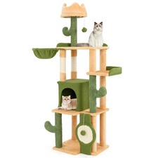 63" Cactus Cat Tree for Indoor Cats w/ Sisal Scratching Posts  Board Condo