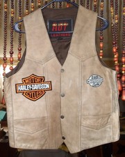 TAN Hot Leathers Harley Davidson Vest B S - S S patch Embroidered B S back SZ M