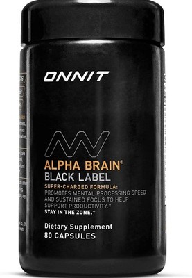 Alpha Brain Black Label Capsule (80Ct) Premium Citicoline Brain Supplement - Foc