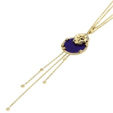 CHANEL  Soulscy Nudurion Lapis Lazuli & Azure Stone Diamond Necklace K18 Yel...