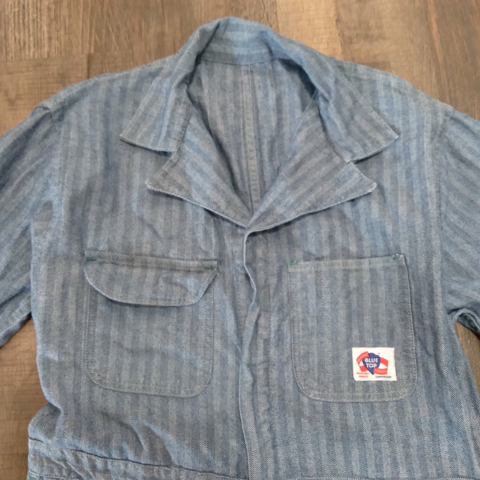 Vintage blue top sanforized denim coveralls overalls, size medium
