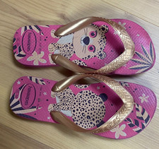 Havaianas Girl's Sz 3/4Y Top Pets Cheetah Slippers Flip Flops SUMMER