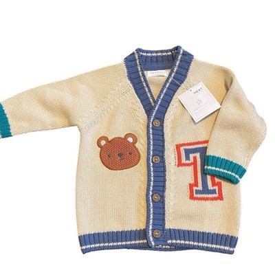 NEXT Baby Varsity Strickjacke Teddybär Jungen 0-3 m beige Preppy Shower