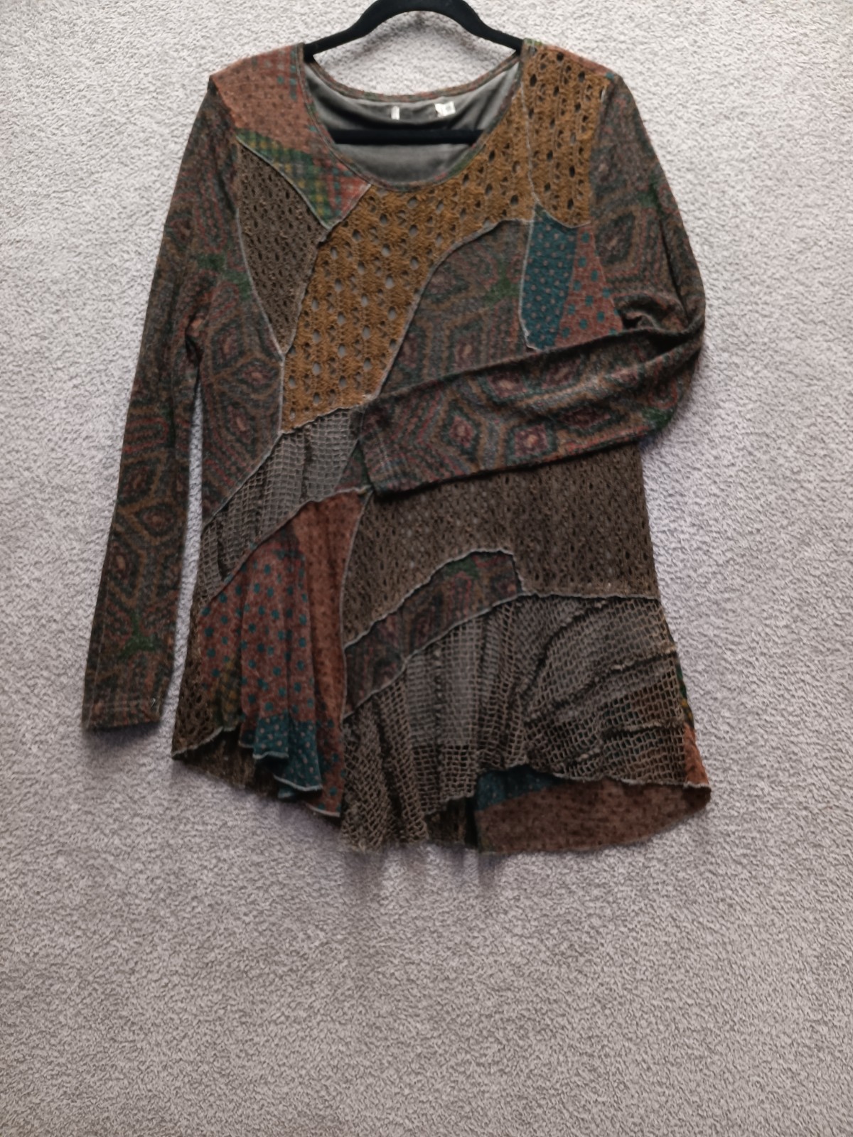 Boho Patchwork Lined Tunic Women S Asymmetrical L… - image 1