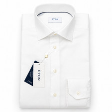 Men Eton Shirt Single Cuff Signature Twill Contemporary Size 40 15 3/4
