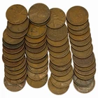 Lot of Wheat Pennies Lincoln One Cent 50 Copper Coins With & Without Mint Marks