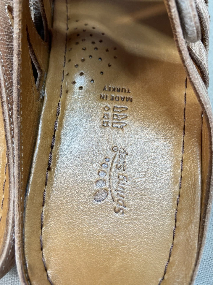 New SPRING STEP EULALE Leather Wedge Strappy Sandals Champagne Sz 41 US 9.5-10 - Image 3 of 4