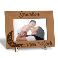 Wooden Photo Frame with Stand, Tabletop Picture Frame, Grandson I Love You to...