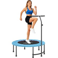 HOMCOM 40" Mini Trampoline, Rebounder Jumper w/ Adjustable Handle, Blue