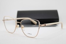 NEW FURLA VFU727 COL.02AM GOLD IVORY BROWN AUTHENTIC EYEGLASSES 54-17