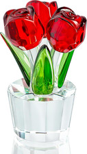 3.2 2In Handmade Crystal Red Rose Bouquet Figurine Romantic Rose Flower Gifts