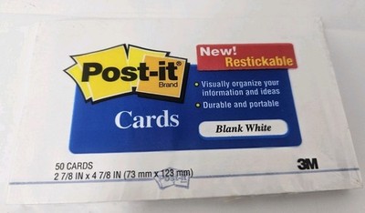 3M Post-It Restickable Note Cards Sort & Stick 50 ct New NOS 2005