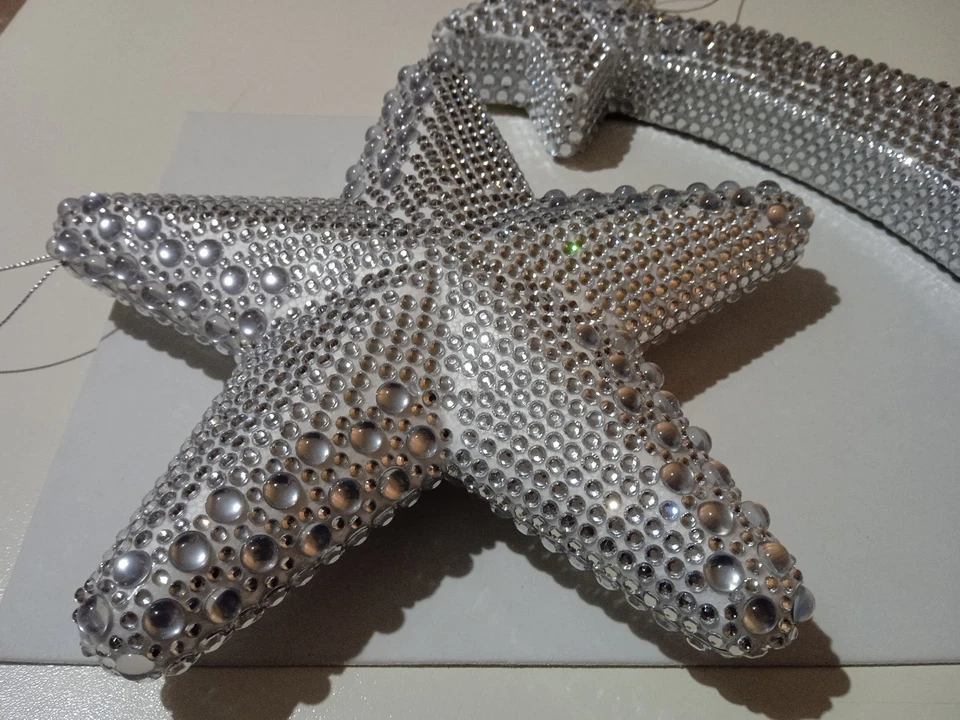 Set 2 stelle argentate con pietre per albero - Immagine 2 di 4