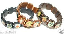 Religious Wood Bracelet Saints Set of 3 mix saints lot 3 pcs bracelets