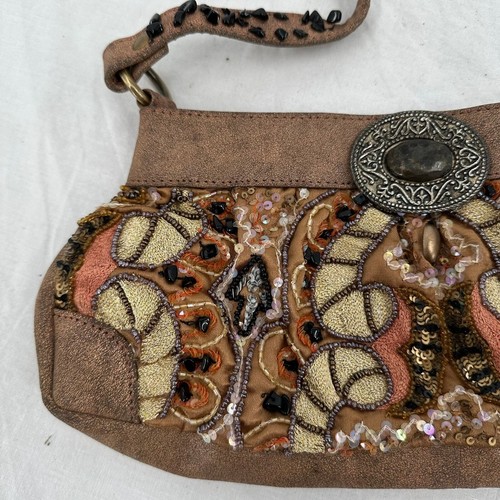Mary Frances Bolso de Mano con Cuentas Cartera Lentejuelas Cremallera Cuero Maximalista Artístico - Imagen 2 de 10