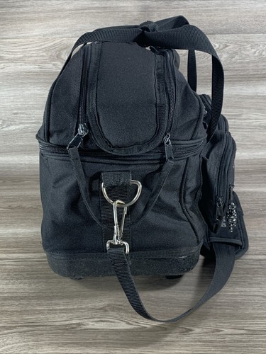 Brunswick Double Dual Ball Bowling Bag Tote Black Pockets Carry Handle Straps - Picture 8 of 12