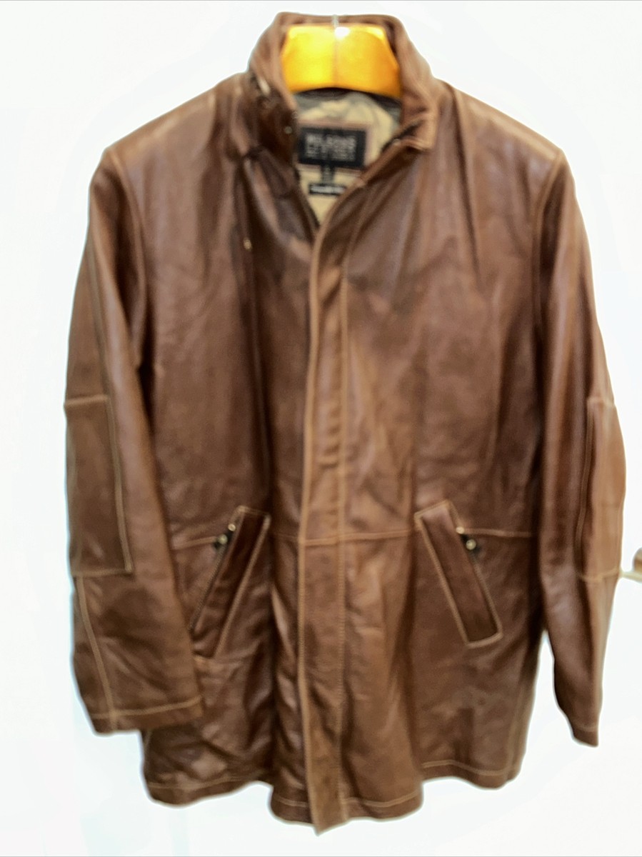 WILSON'S PELLE STUDIO Traveller Cognac Brown Pebbled Leather