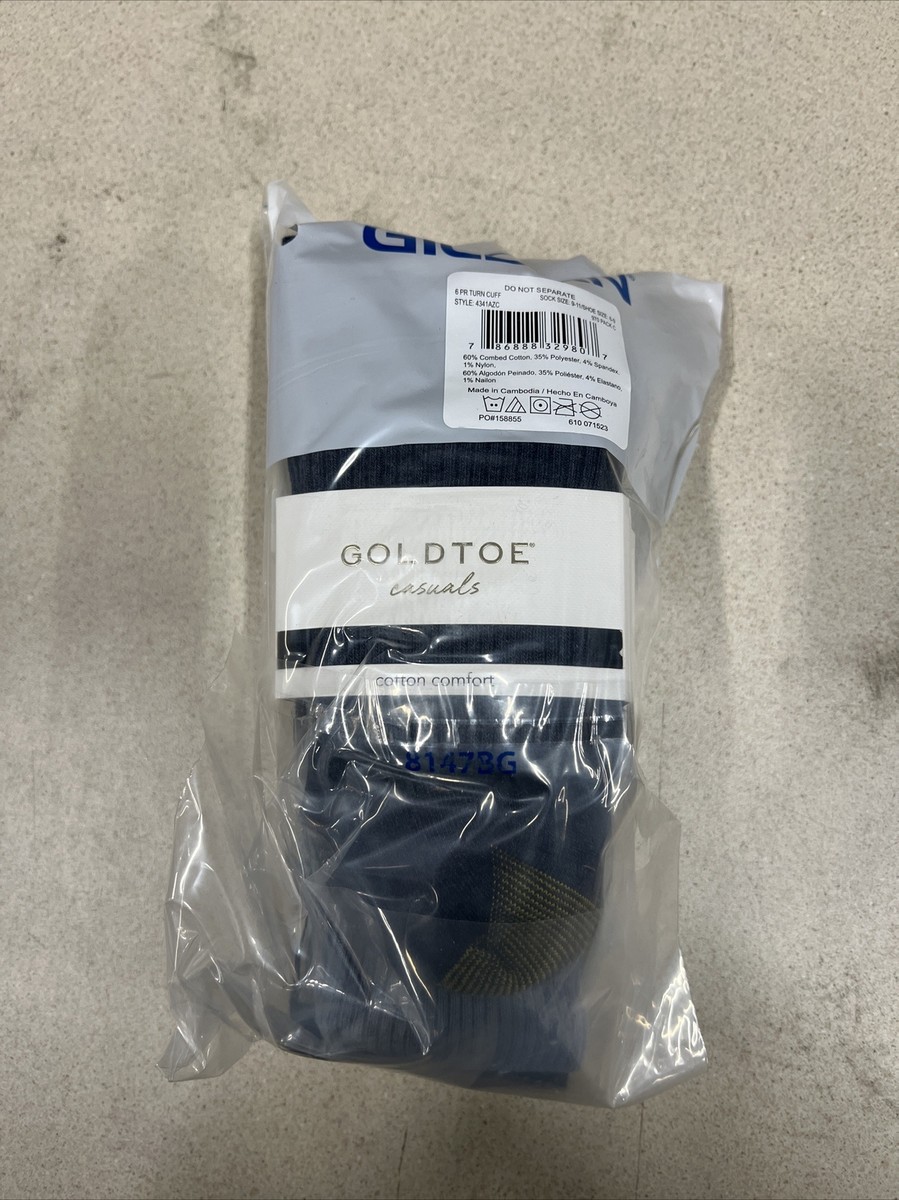 GOLDTOE Women's Classic Turn Cuff Socks Multipairs Grey/Blue Mix 6