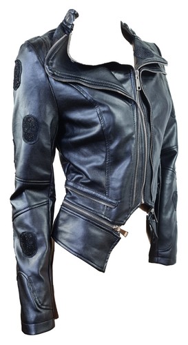 Biker Kunstleder Jacke Skull Totenkopf - Punk Motorrad Gotik - Bild 3 von 4