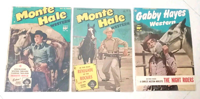 Fawcett Monte Hale And Gabby Hayes Western Golden Age 3 Comics Binded Holes 1950