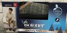 Isotoner Men's Memory Foam Slippers, Ash- Size XL- 11 / 12 - New