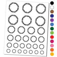 Leaves and Dots Round Border Temporary Tattoo Water Resistant Set