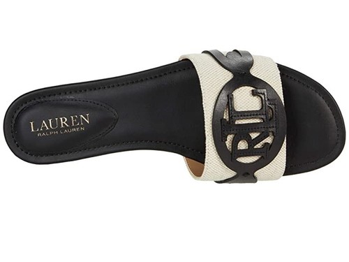 Lauren Ralph Lauren Women's Alegra Logo Canvas Logo Slide Sandal, Black Size 9M - Picture 4 of 7
