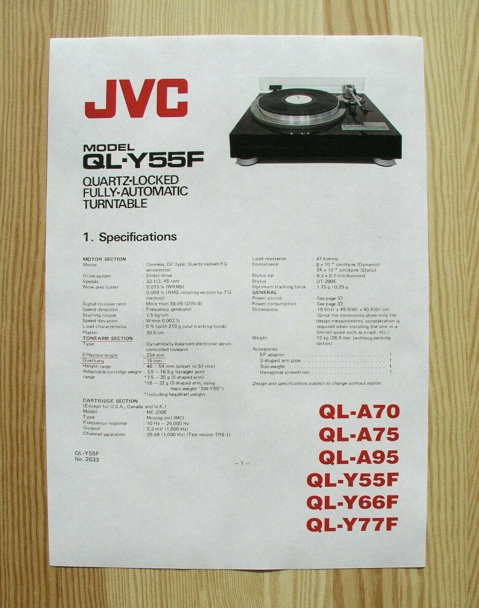 JVC/Victor QL-A70/A75/A95 & QL-Y55F/Y66F/Y77F Tonearm JVC/Victor QL-A70/A75/A95 & QL-Y55F/Y66F/Y77F Tonearm