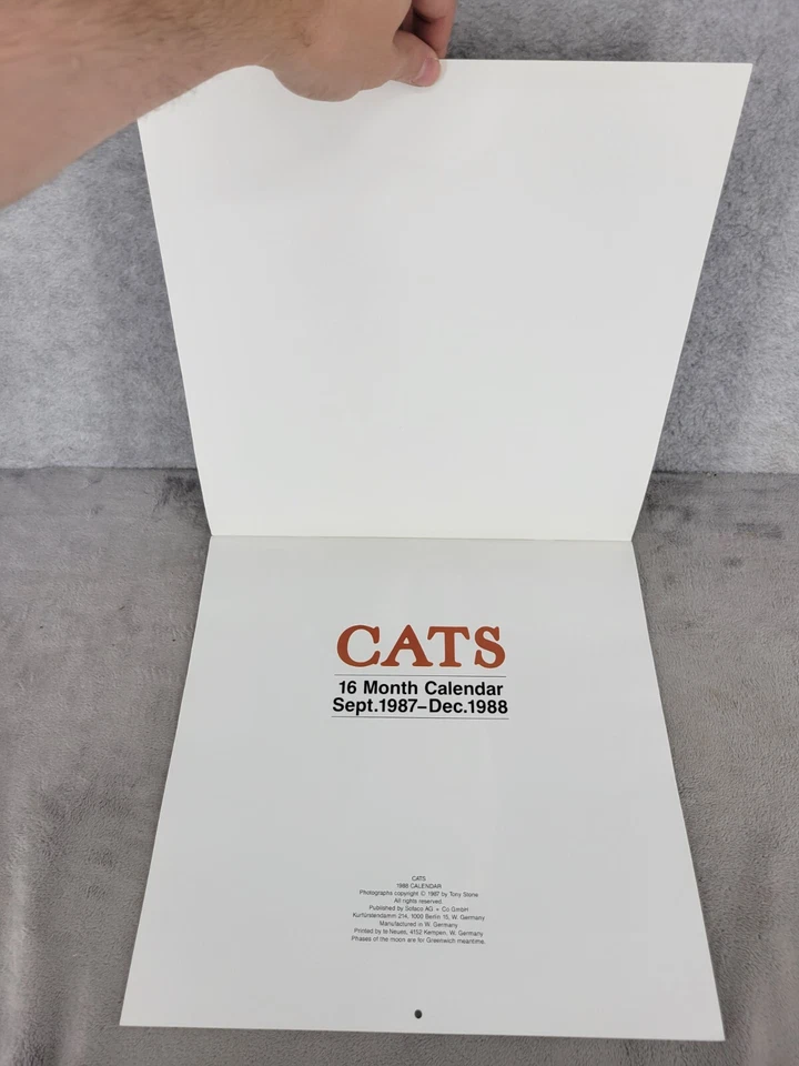 Calendario de mesa vintage de 16 meses para gatos de septiembre de 1987 a diciembre de 1988 regalo coleccionable Foto 2 de 4