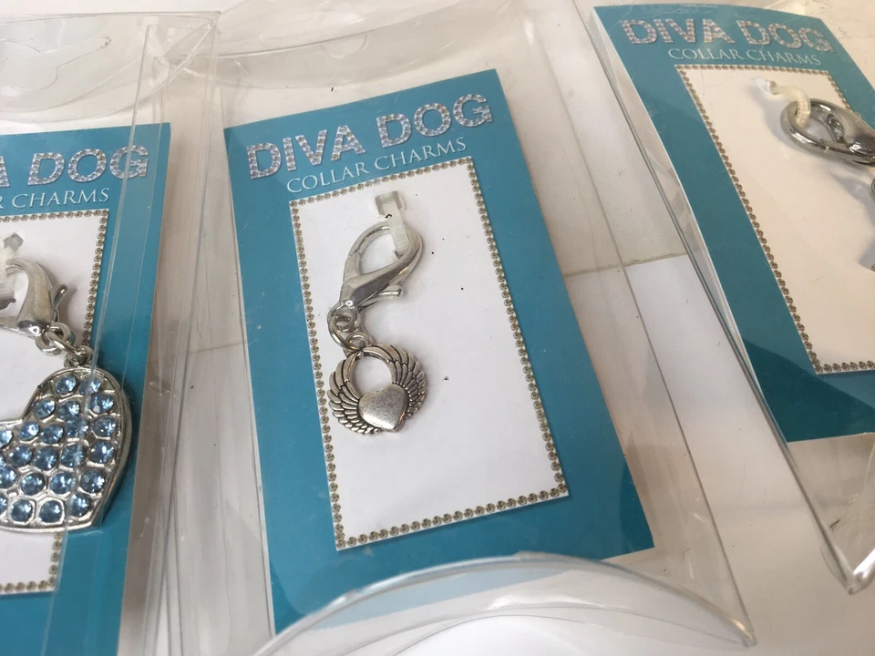 Lot Of 3 Diva Dog  Dog Collar Charms New Rhinestone Star And Heart + Heart - Image 2 of 4