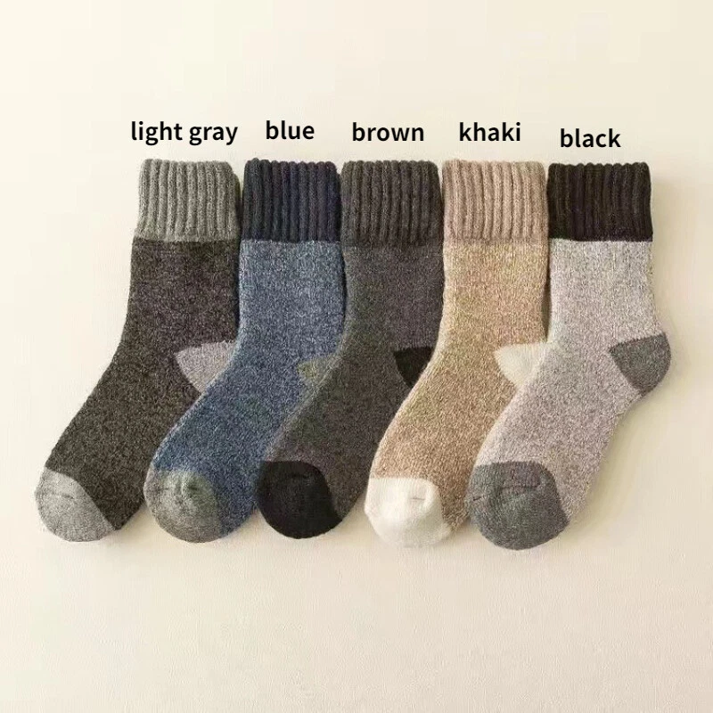 3/5 Pairs Men Thermal Warm Wool Blend Socks Boot Socks Cashmere Thick Winter - Image 2 of 4