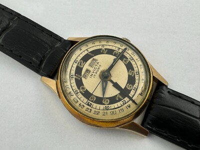 Vintage INVICTA Triple Calendar Gold Plated Manual Winding