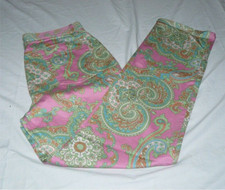 Ralph Lauren Vintage Pink  Green Paisley Pants, SZ 6, GUC