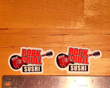 2 Rock N Roll Sushi Stickers Vinyl Decal 2 1/2" Free Shipping