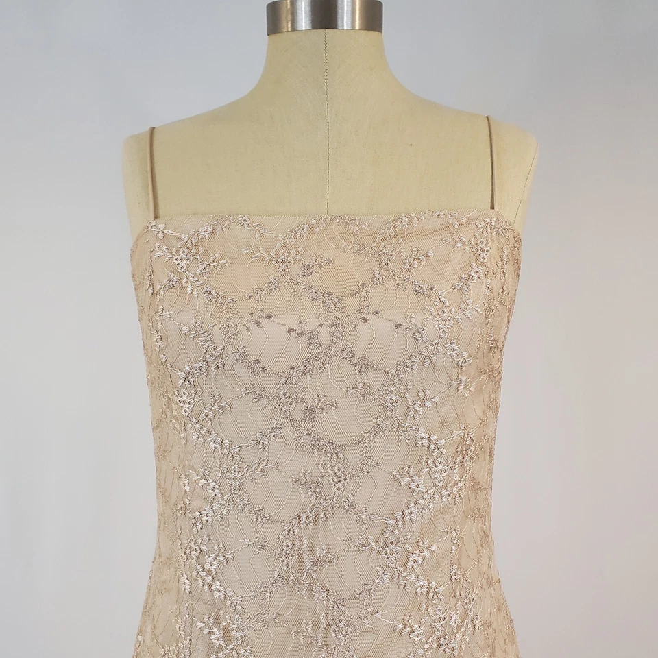 Alex Evenings Lace Cocktail Dress Midi Sleeveless Gold Sz 14  - Image 4 of 4