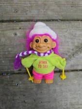 Vintage Russ Troll Doll Born To Ski Pink Hair