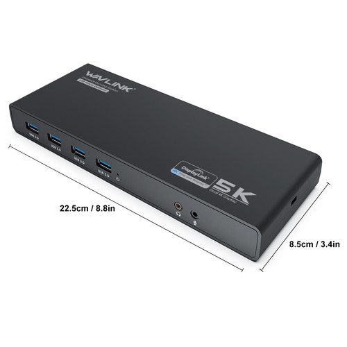 WAVLINK USB-C Dual 4K Docking Station 65W Laptop Charging 6x USB 3.0 Ethernet - Picture 9 of 10