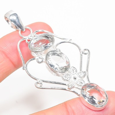 Pendentif En Argent Sterling 925 Avec Topaze Bleue - Fait Main, Inde, Sans Nickel