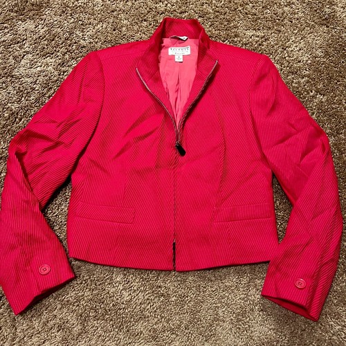 Talbots Collection Petites Zip Blazer Jacket Womens 6P Red Made In ...
