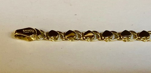 14k White Gold 7" Mirror HEART Chain Link Bracelet 3 mm 3 grams - Picture 11 of 12