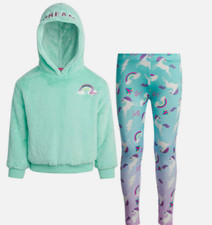 Betsey Johnson Girls Youth 2pc Set Pullover Hoodie Legging AQUA S 7/8 NWT