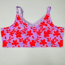 Ruby Ribbon Demiette Bra 46 Full Support Wire Free Adjustable Lace Trim