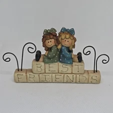 Blossom Bucket Suzi Skoglund "BEST FRIENDS" Figurine Girls On Blocks Cute EUC