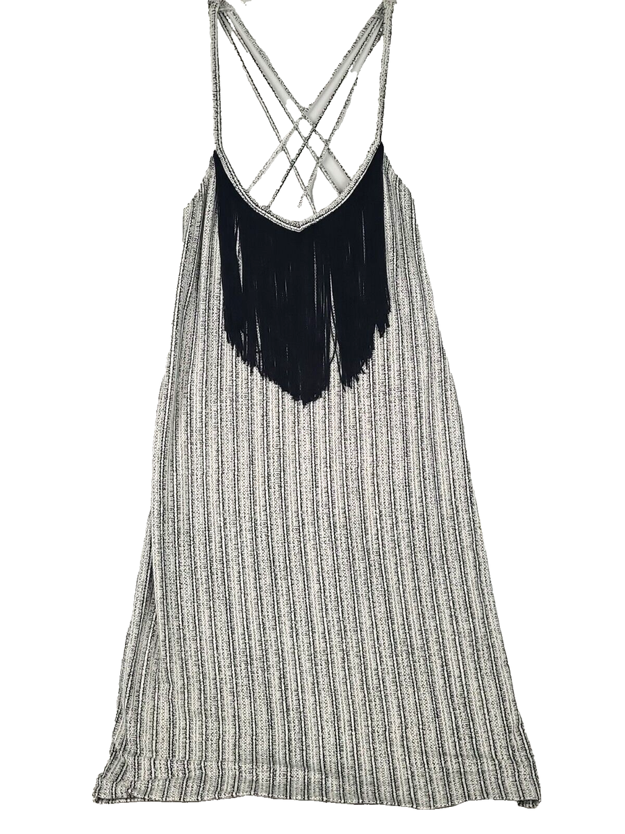 Tart Black And White Club Dress With Fringe Size Medium | eBay
