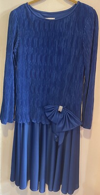 After Dark Dress Size 13-14 Vintage Women's Blue Rhinestone Holiday Cruise Dress