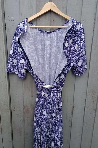 80s Purple And White Flower and Diamond Print Tea Dress UK 20-22 (EU 50) Belted - Picture 6 of 8
