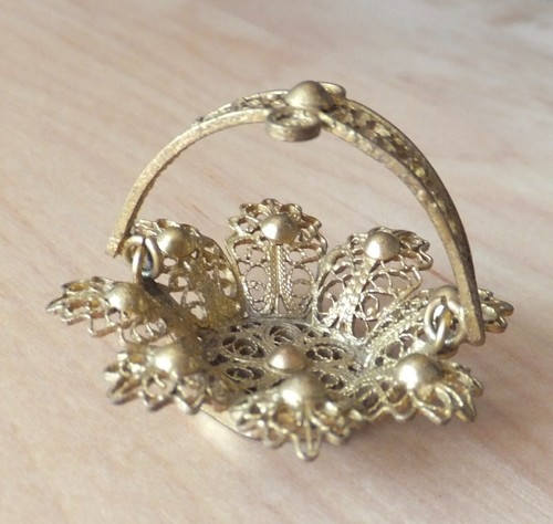 Lot of Vintage to Antique German Soft Metal Ormolu Pieces Cradle Birdcage Basket - Picture 15 of 24