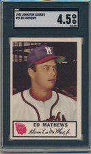1953 Johnston Cookies Eddie Mathews(HOF) (#21) SGC4.5 SGC